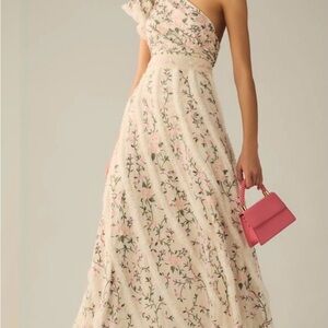 Mac Duggal Pink Floral One-Shoulder Dress